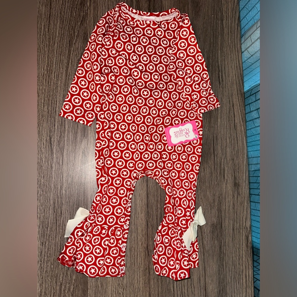 Red Star Patterned Kids Footie by Sweet & Soft
